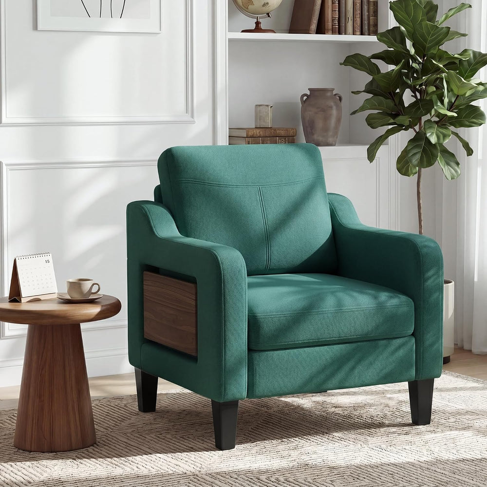 Accent Chair for Living Room, Mid-Century Upholstered Armchair with Foldable ...