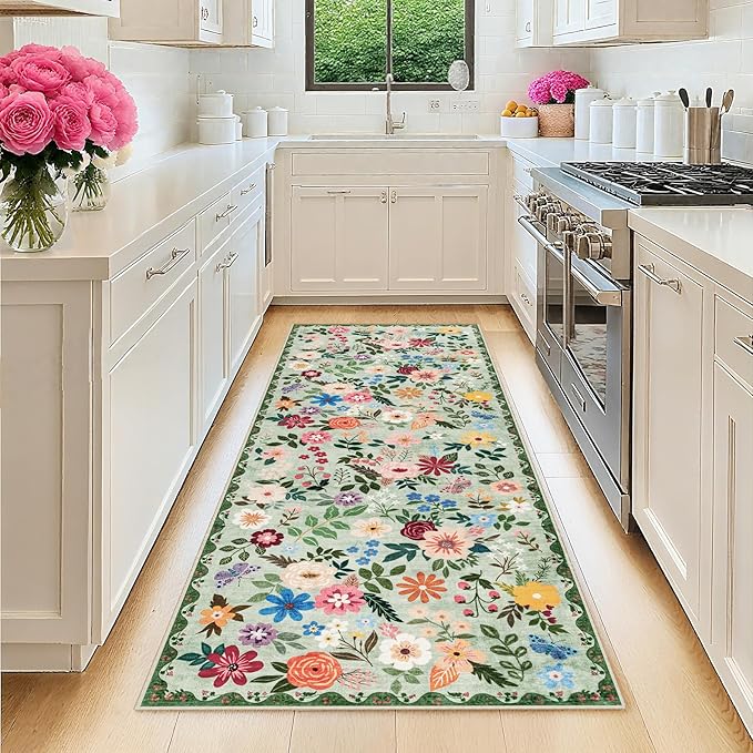 Runner Rug for Entryway: 2.6x8 Kitchen Rugs Non Slip Washable Ultra-Thin Soft by PLHXFRSoftAreaRugs