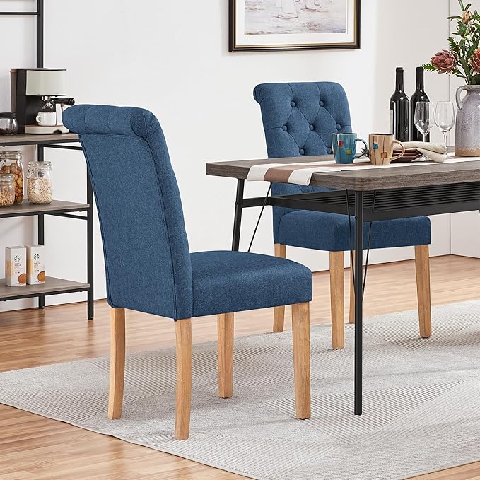 Yaheetech Dining Chairs Set of 4 Fabric Upholstered Dining Room Chairs with B...