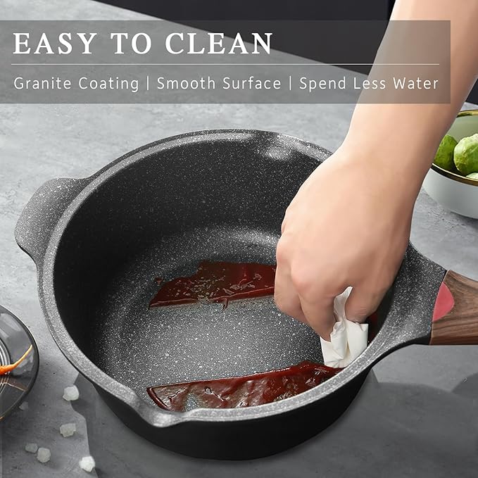 VINCHEF Sauce Pan Set with Lid 10PCS, 2QT+3QT+4QT Non Stick Sauce Pots Cooking - Image 5