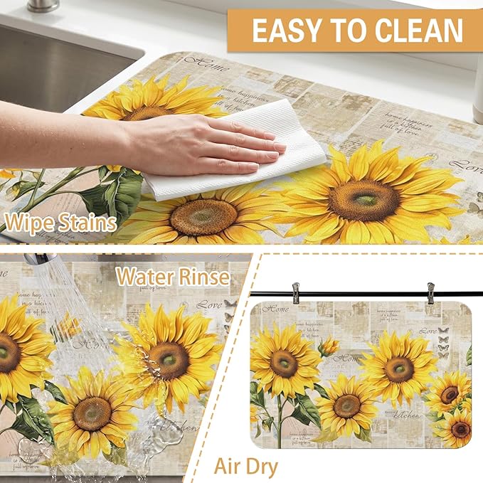 Kitchen Countertop Dish Drying Mat, Super Absorbent Coffee Bar Mat - Image 4