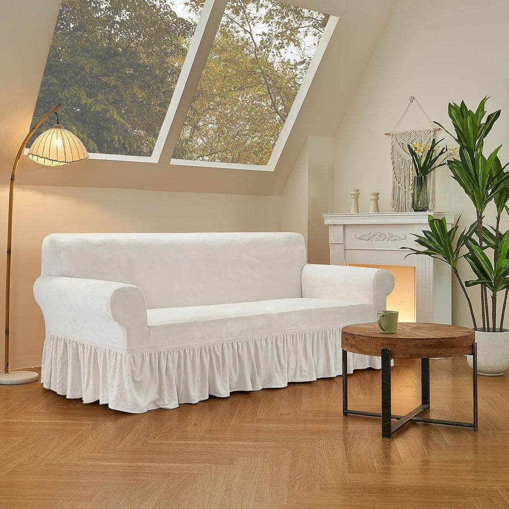 NICEEC White Armchair Covers Arm Chair Cover Armchair Slipcovers with Skirt
