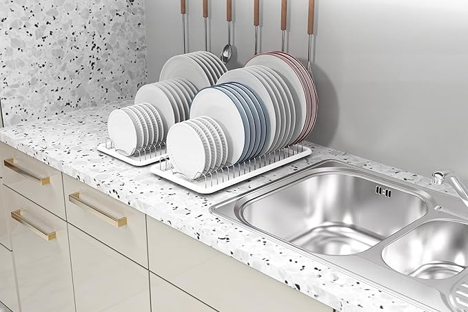 Simple Houseware 2 Pack Stainless Steel Plate Drying Rack