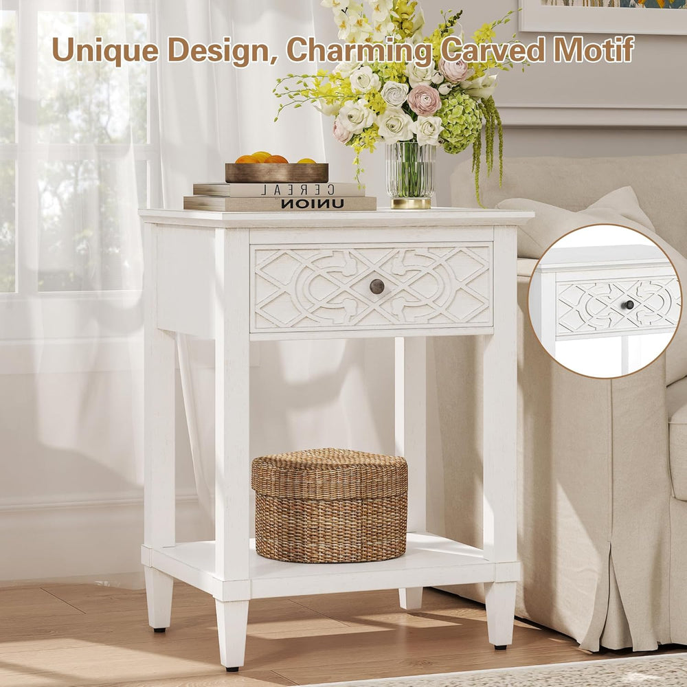 karlott 26" Farmhouse Night Stand with Pre-Assembled Drawers, Painted Be...