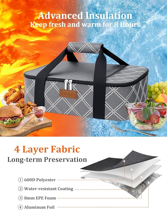 Casserole Carrier Bag, Single Insulated Food Bag, Hot Cold Lasagna Holder Tote - Image 2