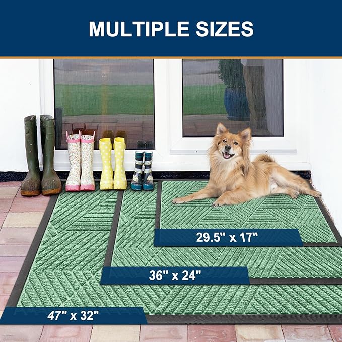 Smiry Front Door Mat Outside Entrance, Heavy Duty Sturdy Natural Rubber Doormat - Image 2