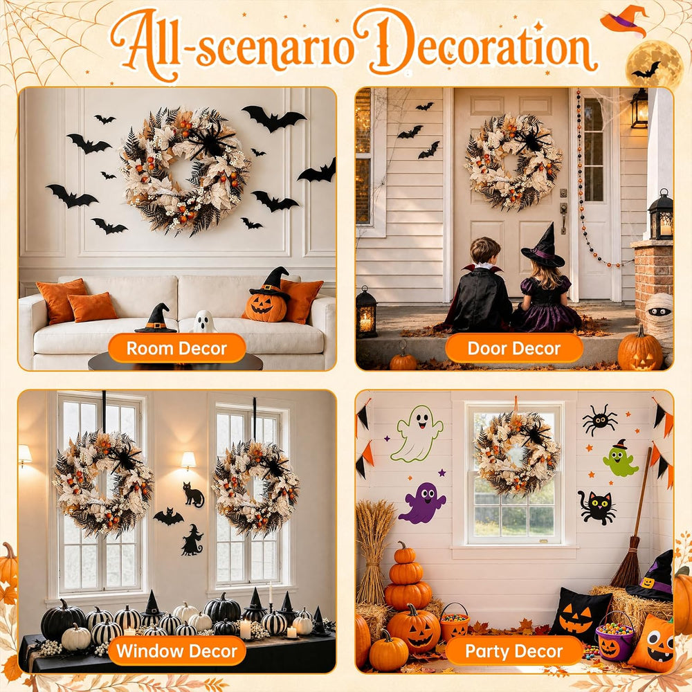 Yangrass 24" Wreath for Front Door with Spider, Fall & Halloween Hom...