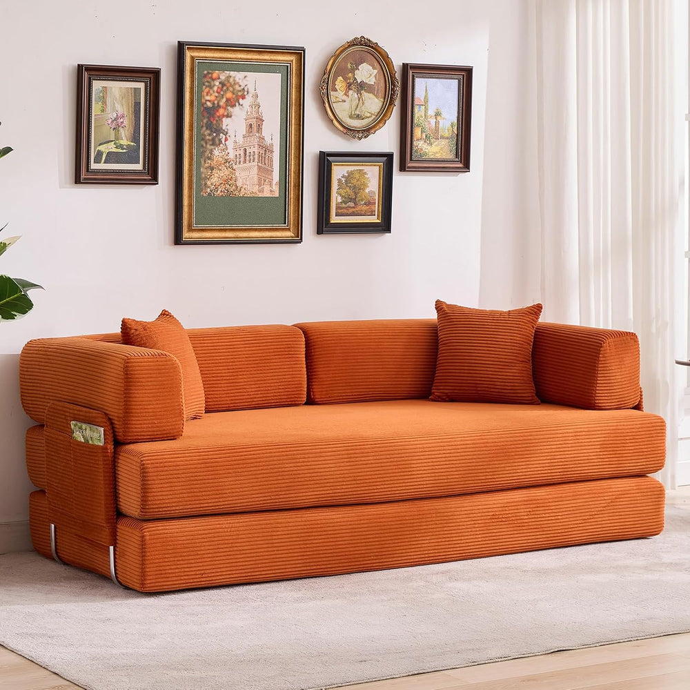 Garvee 5-in-1 Convertible Sofa Bed, 78.8" Modular Corduroy Sleeper with ...