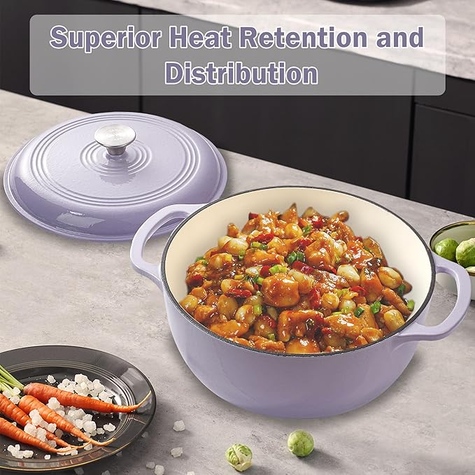 Vivicreate 6 Quart Enameled Cast Iron Dutch Oven Pot - Image 3