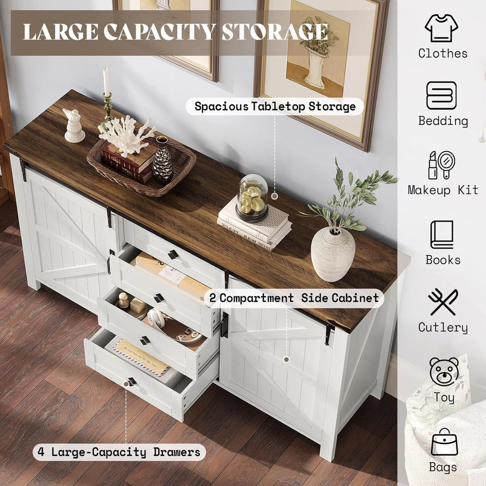 AMERLIFE 3-Piece White Bedroom Set with 4-Drawer Dresser & 2 Nightstands