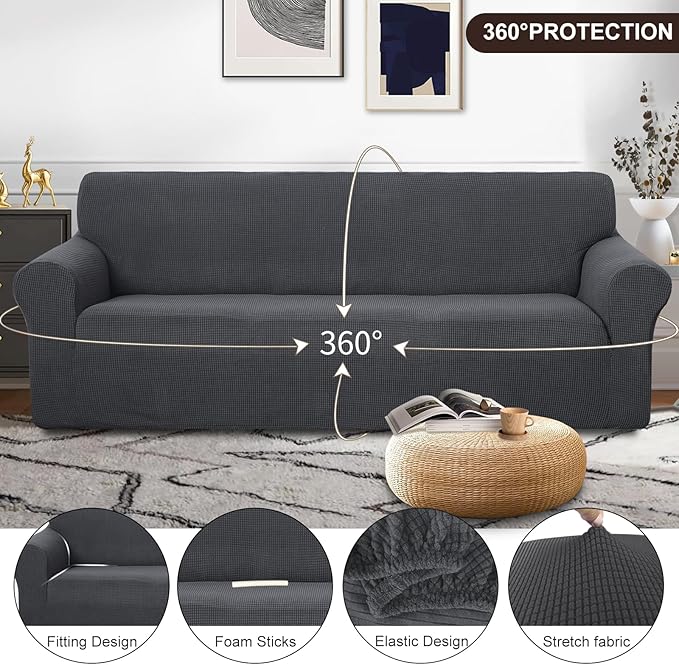 U-NICE HOME 4 Seater Stretch Couch Cover Sofa Cover Washable Sofa Slipcover - Image 3