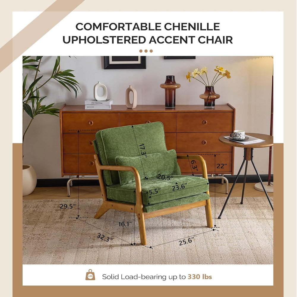 VINGLI Chenille Mid-Century Modern Accent Chair Set of 2, Cute Reading Arm Ch...