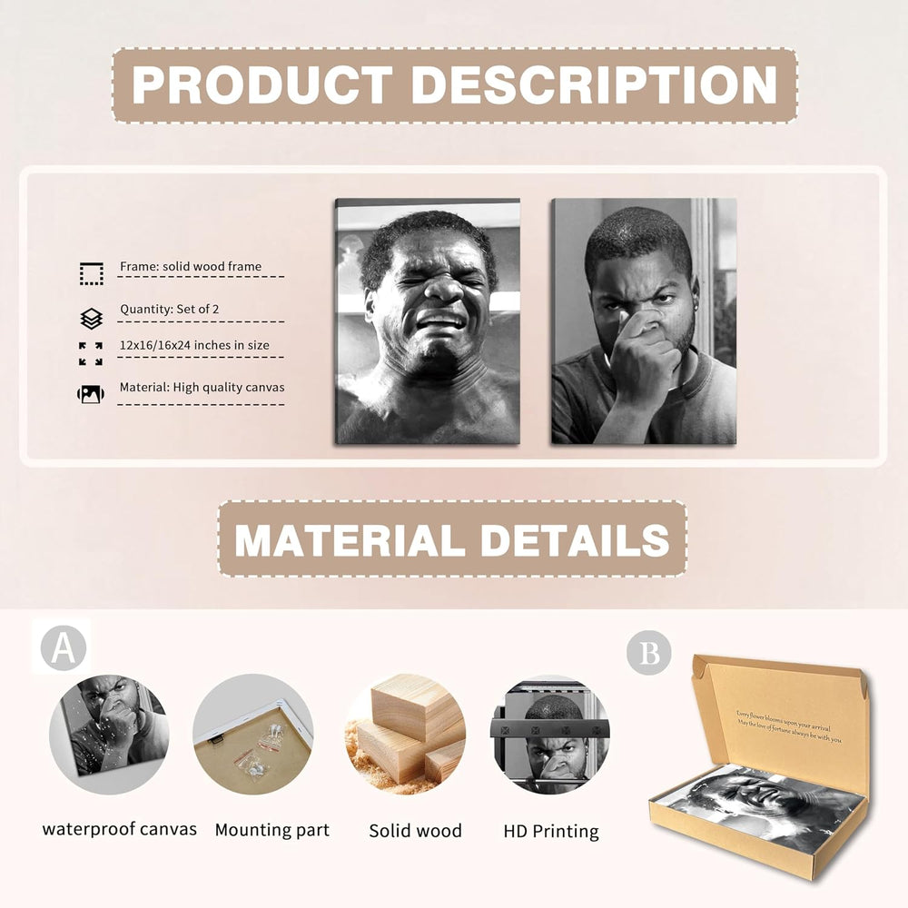 Framed Funny Bathroom Canvas Wall Art Set of 2 - Black and White Vintage Come...