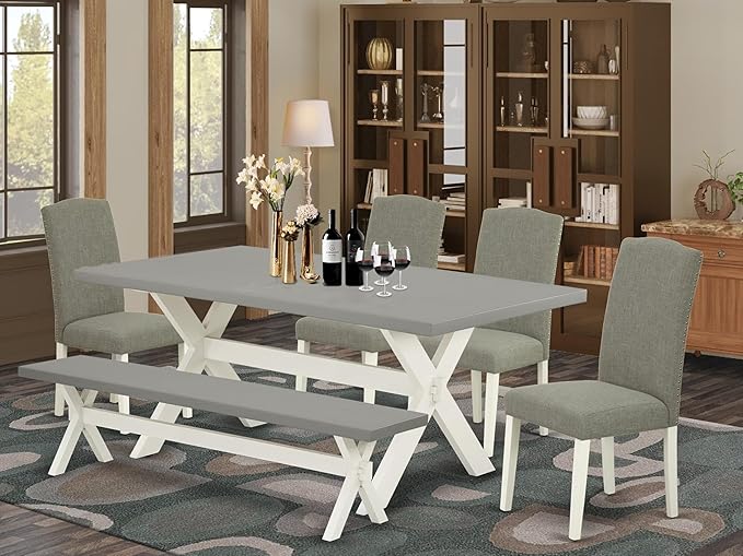 East West Furniture X097EN206-6 6 Piece Dining Set Contains a Rectangle Dinin...