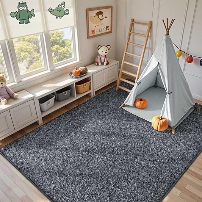FinRèc 5x7 Washable Area Rugs for Bedroom Living Room, Low Pile Thin Rug Solid - Image 5