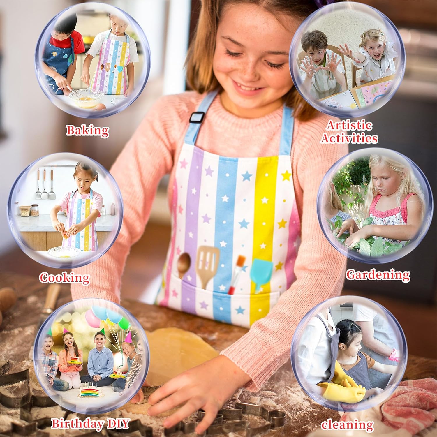 Kids Aprons for Cooking, Toddler Apron for Girls with Pockets Apron for Kid | Cooking Baking Painting Crafting Art Gardening Adjustable