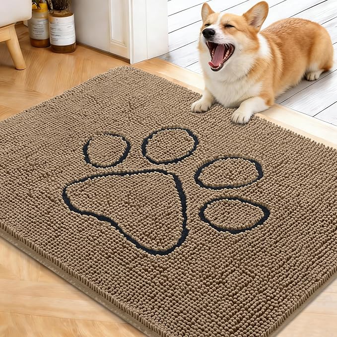 OLANLY Dog Door Mat for Muddy Paws 40x32, Paw Print Design, Absorbs Moisture by OLANLY