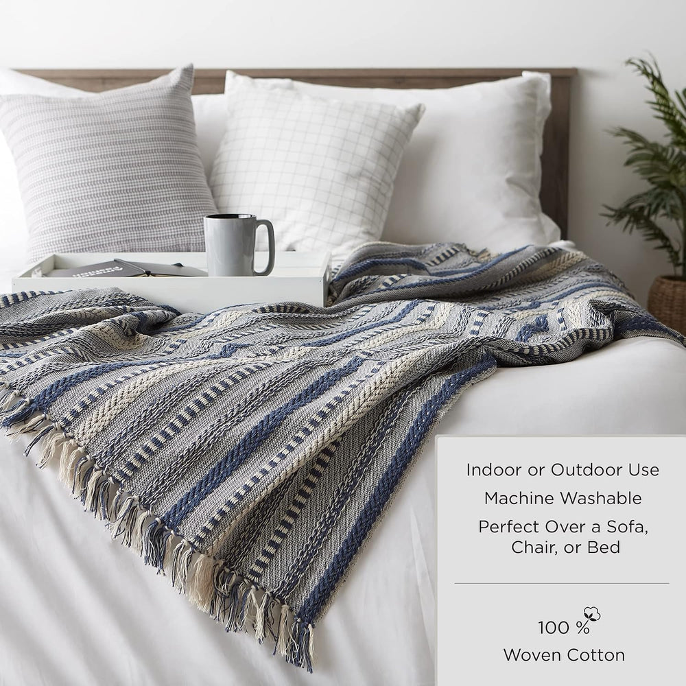 DII Buffalo Check Collection Rustic Farmhouse Throw Blanket with Tassels, 50x...