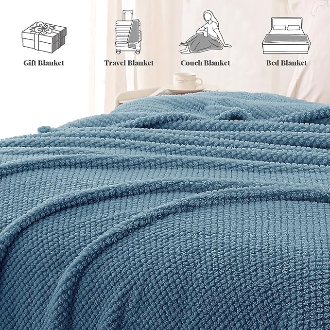 Whale Flotilla King Size Fuzzy Fleece Blanket, Fluffy Warm Soft Jacquard Bed - Image 8