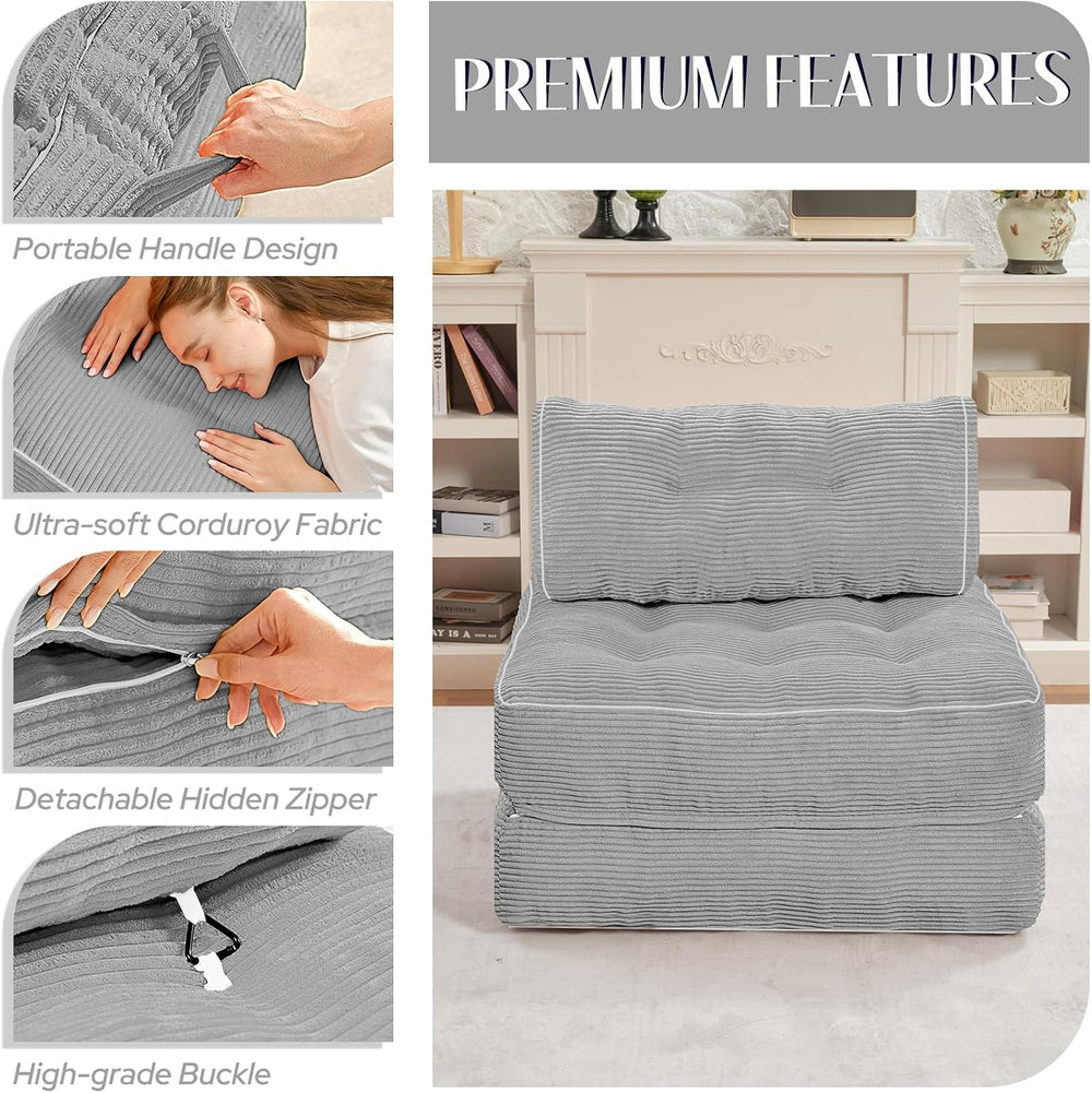 Folding Sofa Bed,Convertible Sleeper Chair Bed w/2-Pillow & Handle