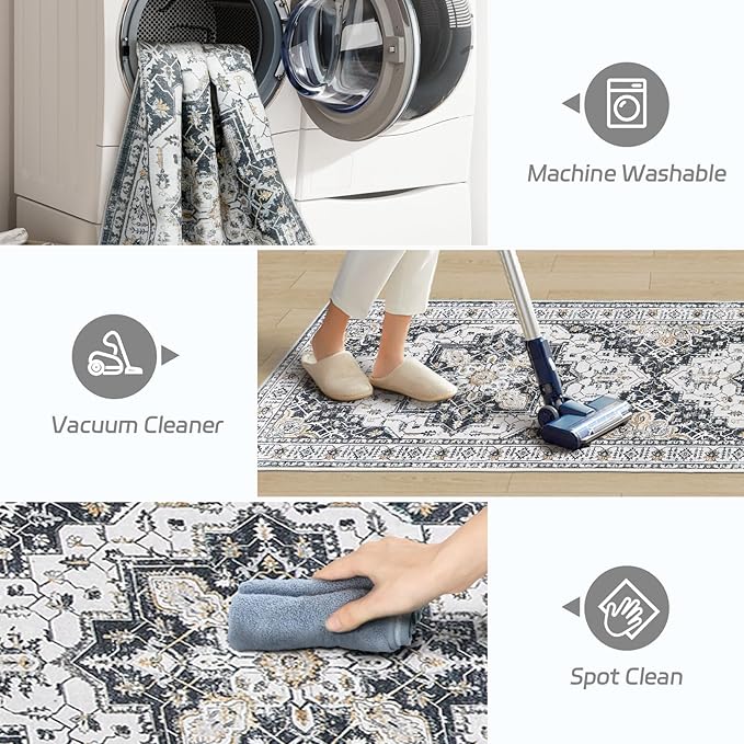 Madane Runner Rug 2'6''x8' Kitchen Runner, Hallway Runner Printed Vintage - Image 4