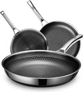 SNOWCLAD 3 Piece Hybrid Nonstick Pans Set, 8+10+12 Inch Nonstick Frying Pans Set by SNOWCLAD