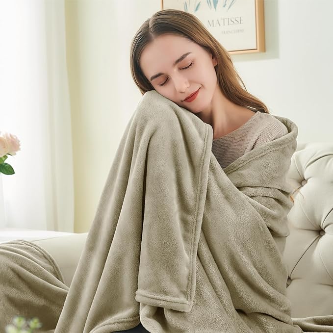 BEDELITE Fleece Blanket Oat Linen Throw Blankets - Image 2