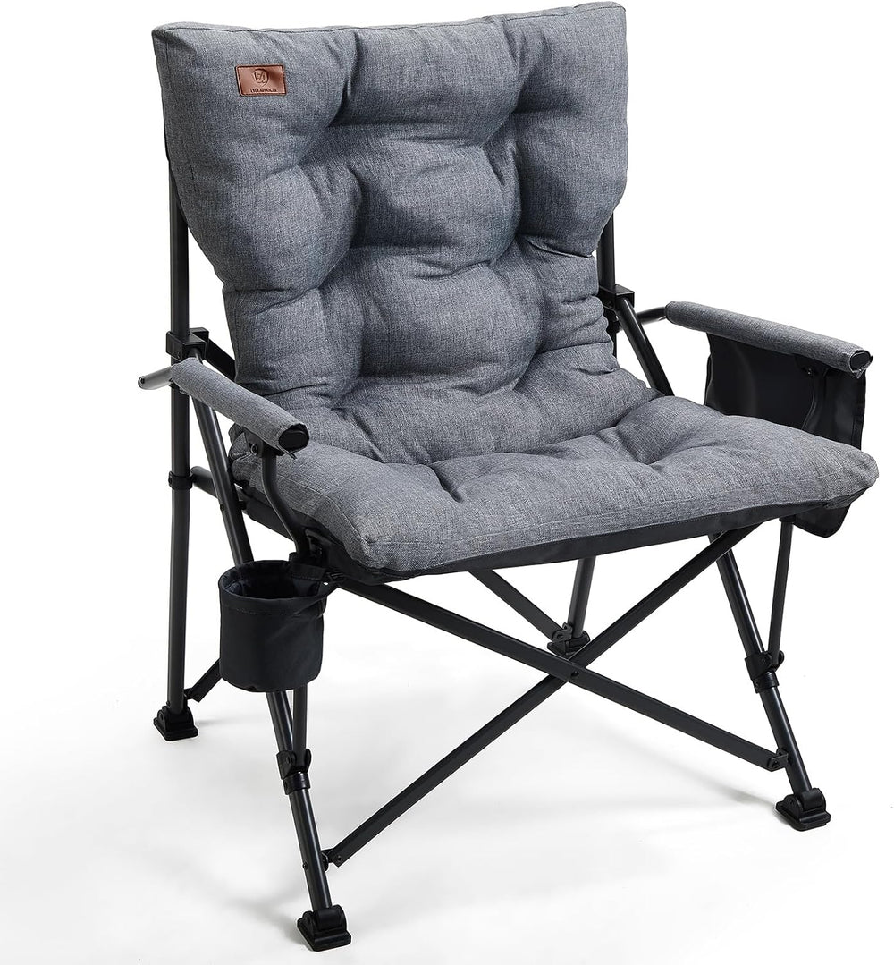 EVER ADVANCED Padded Oversized Folding Camping Chair for Adults, Heavy Duty L...