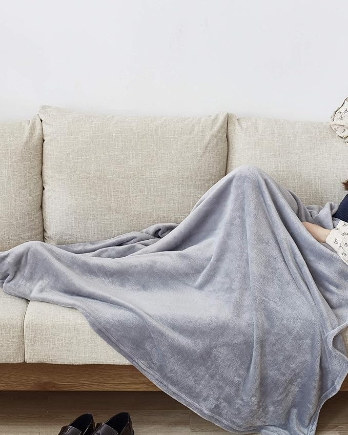 KMUSET Fleece Blanket Grey Queen Size Lightweight Cozy Plush Microfiber Solid - Image 2