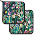 Blooming Cactus Succulents Flowers Pot Holder Set of 2, Heat Resistant by Larkverk