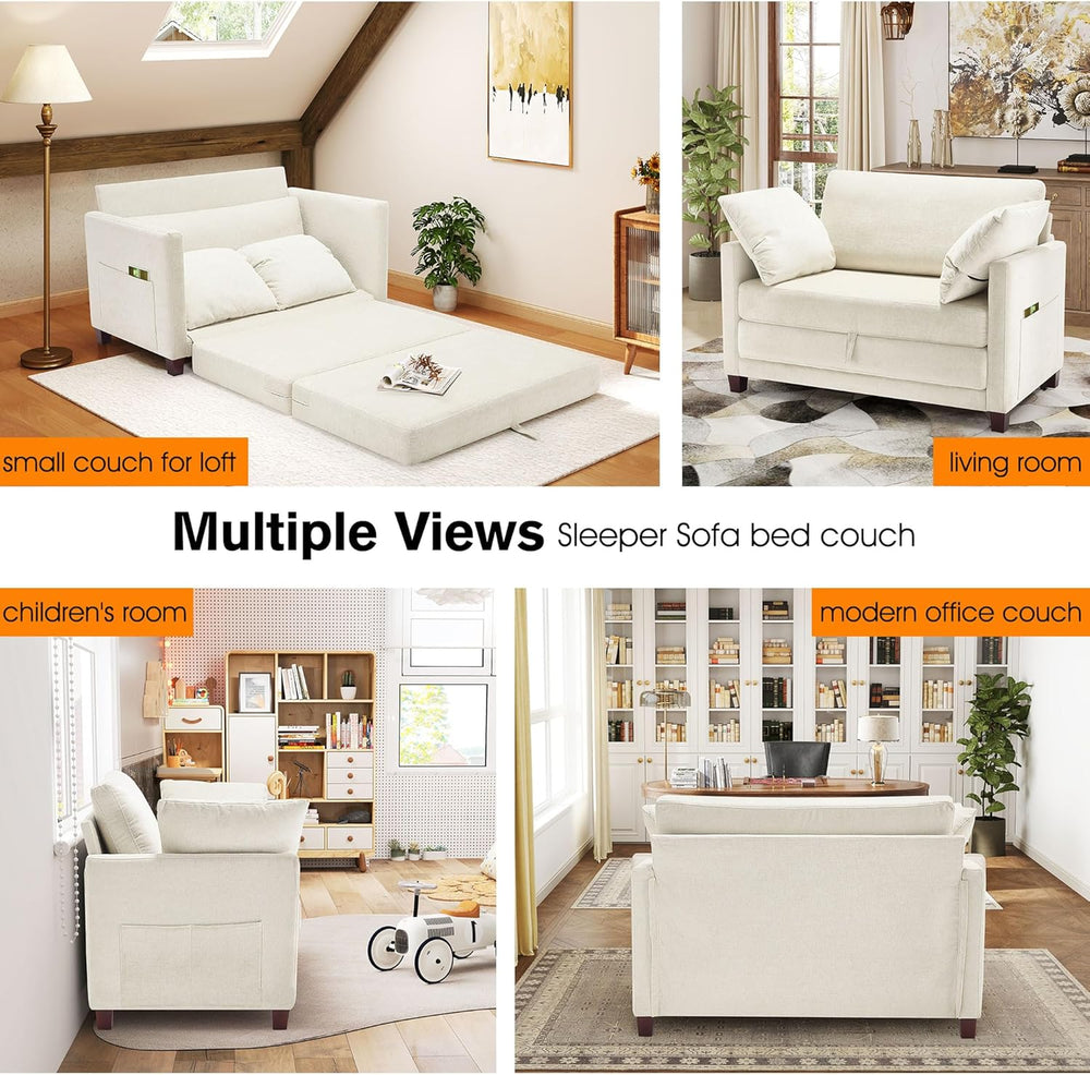 51" Loveseat Sleeper Sofa Bed, Chenille Convertible Floor Sofa Bed for S...