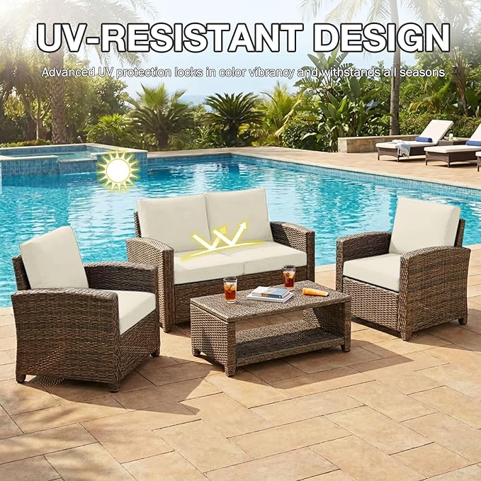 hyha 8Pcs Patio Cushion Covers, Stretch Outdoor Couch Cushion Covers Replacement - Image 6