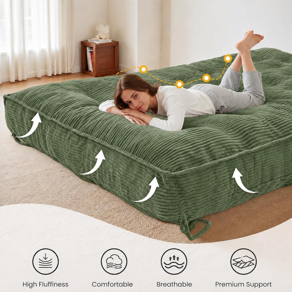 8 Inch Futon Mattress Queen Size, Green (Frame Not Included)