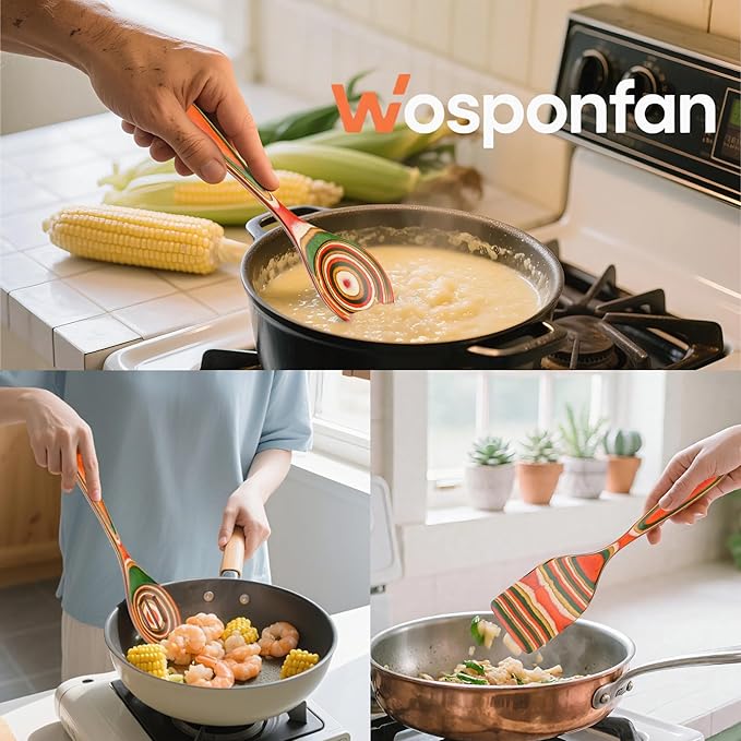 7-Pcs Kitchen Utensils Set –Pakkawood Wooden Spoons - Image 7