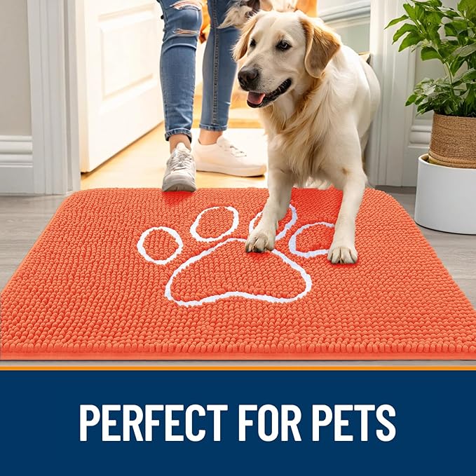 OLANLY Dog Door Mat for Muddy Paws 36x24, Paw Print Design, Absorbs Moisture - Image 6