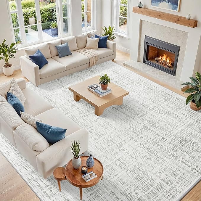 10x14 Area Rugs for Living Room Washable Rug: Anti-Skid Abstract Modern Living by Crority