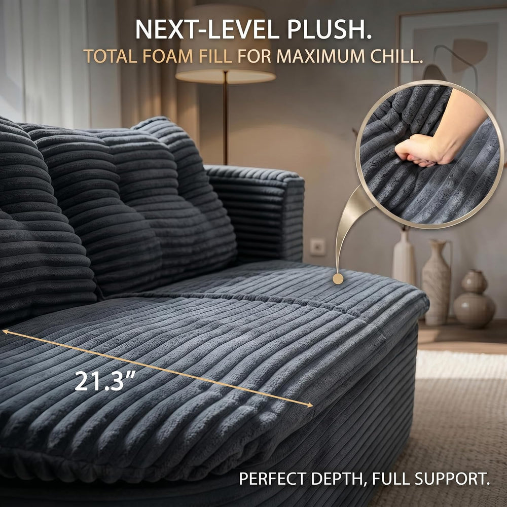 78.7" Futon Sofa Bed, Memory Foam Convertible Couch, Dark Gray