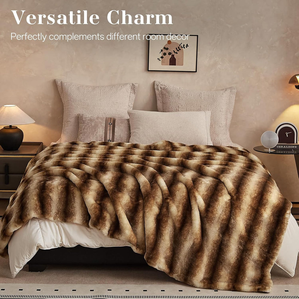 Ultra-Soft Faux Fur Throw Blanket - 60"x80", Brown