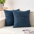 Pack of 2 Corduroy Decorative Throw Pillow Covers 24x24 InchSoft Striped Pillow by Unknown