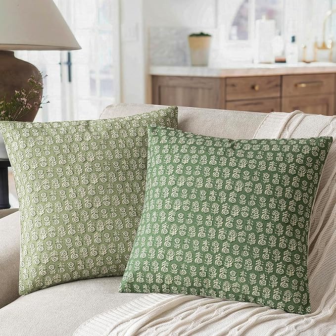 Foindtower Set of 2 Decorative Vintage Floral Print Throw Pillow Covers Neutral - Image 4
