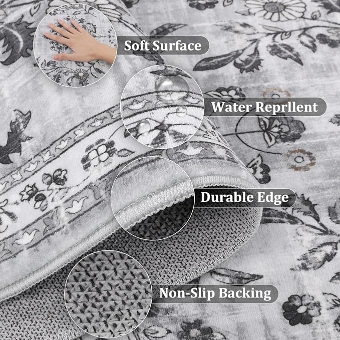 Yamaziot Washable Runner Rug 2x6 – Non Slip Boho Floral Hallway Runner Rug - Image 6