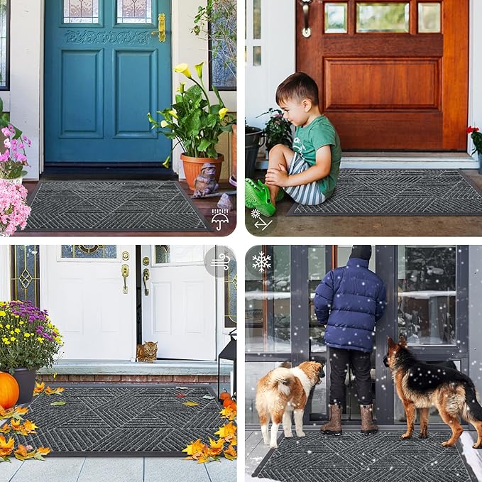 Smiry Front Door Mat Outside Entrance, Heavy Duty Sturdy Natural Rubber Doormat - Image 7