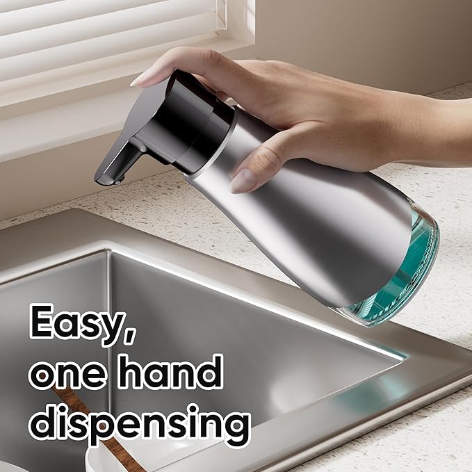 Oasis Creations 500 mL /17fl.oz Stainless Steel Liquid Soap Dispenser - Image 6