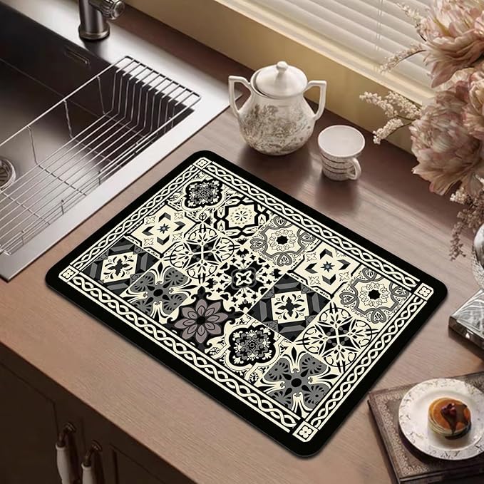 Boho Dish Drying Mat for Kitchen Counter - Image 2