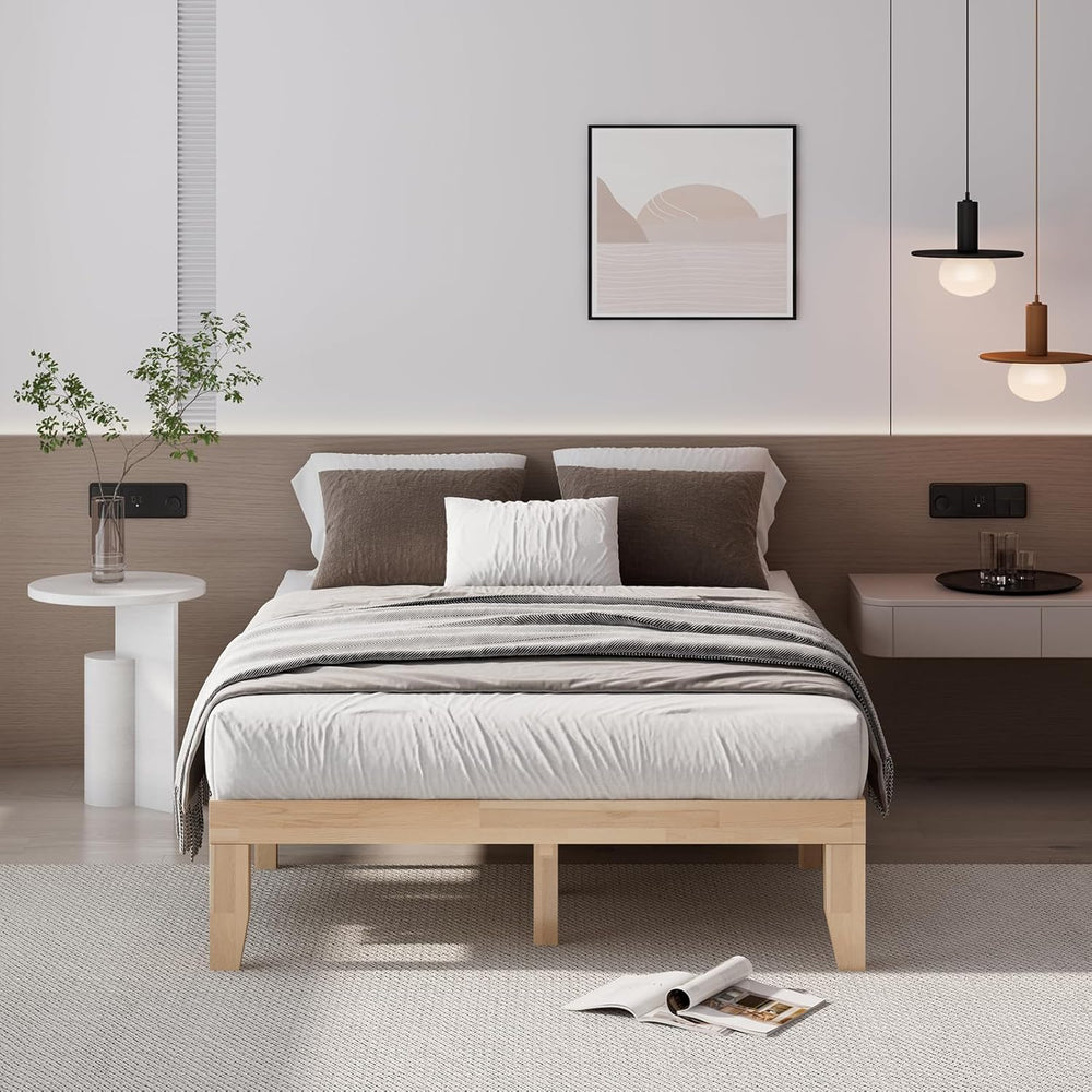 GIANTEX 14 Inch Full Wood Platform Bed Frame, Minimalist Style Mattress Found...