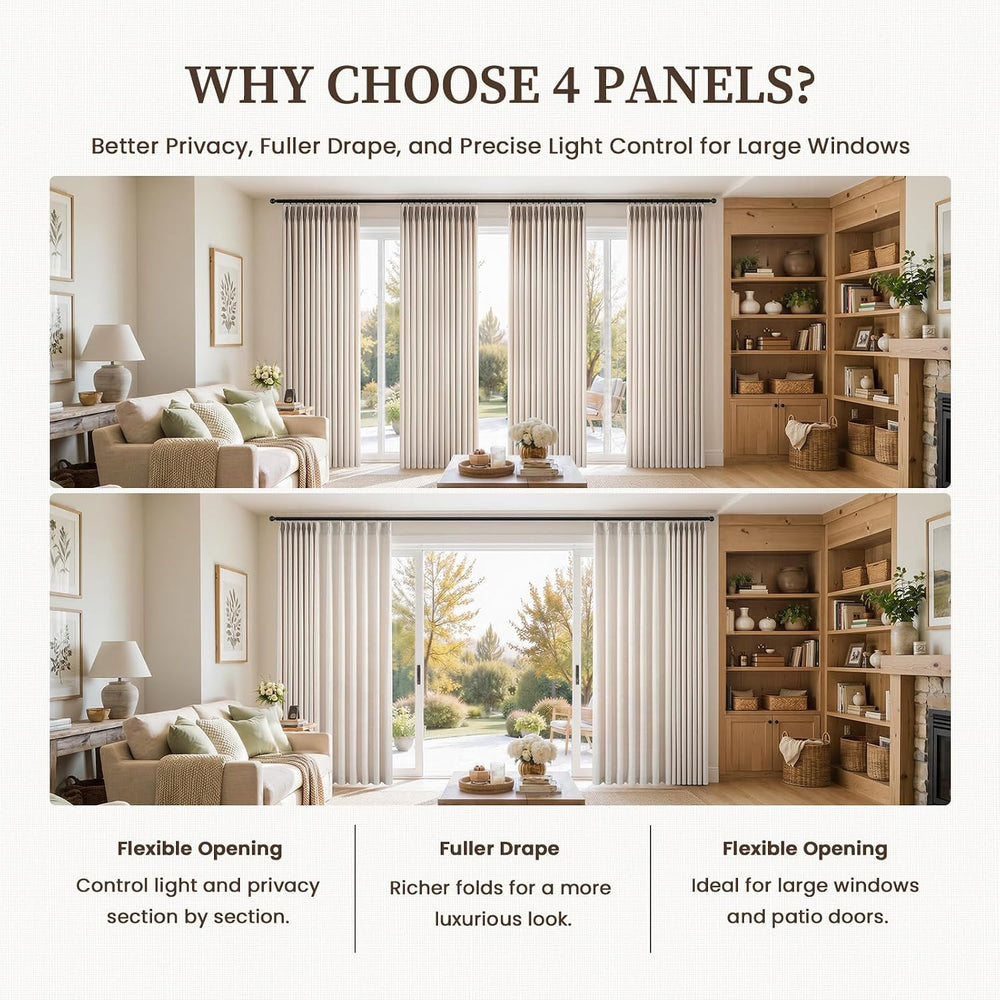 Topfinel 4 Panels Set Pinch Pleated Linen Curtains 84 Inchs Long Oatmeal