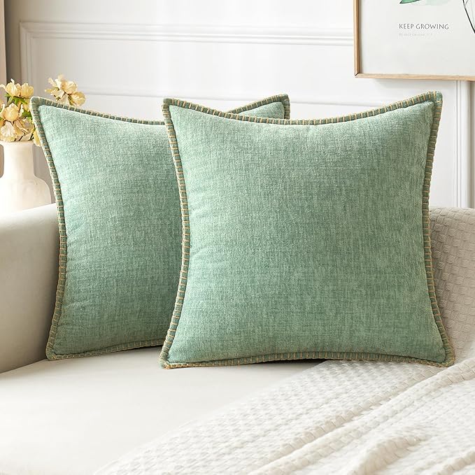 MIULEE Pack of 2 Couch Throw Pillow Covers 20x20 Inch Greyish Green Farmhouse by MIULEE