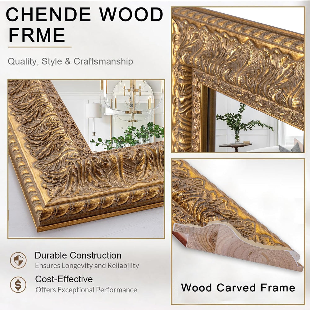 Chende 48" L x 24" W Large Gold Mirror for Wall, Rectangular Decora...