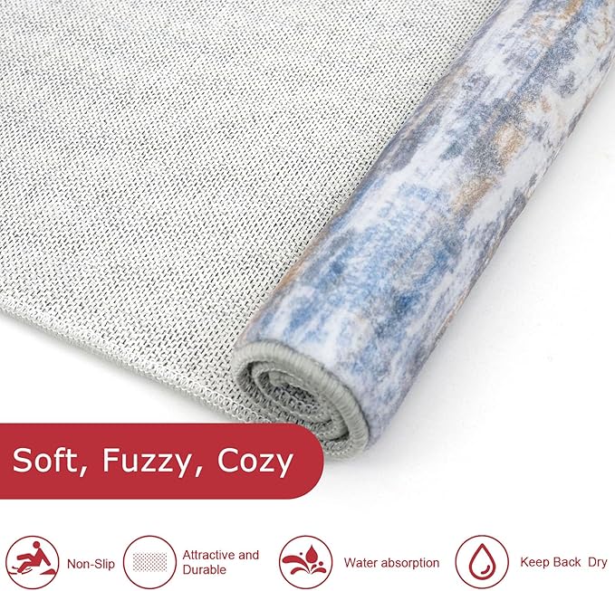 KOZYFLY Modern Abstract Washable Runner Rug 2.6x20 Hallway Runners Non-Slip - Image 5