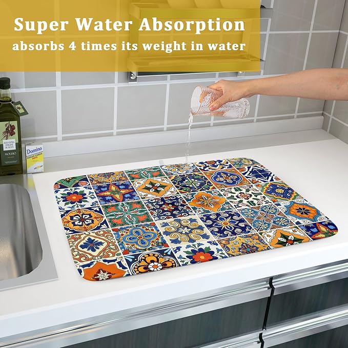 Talavera Mexican Tiles Dish Drying Mat - Image 7
